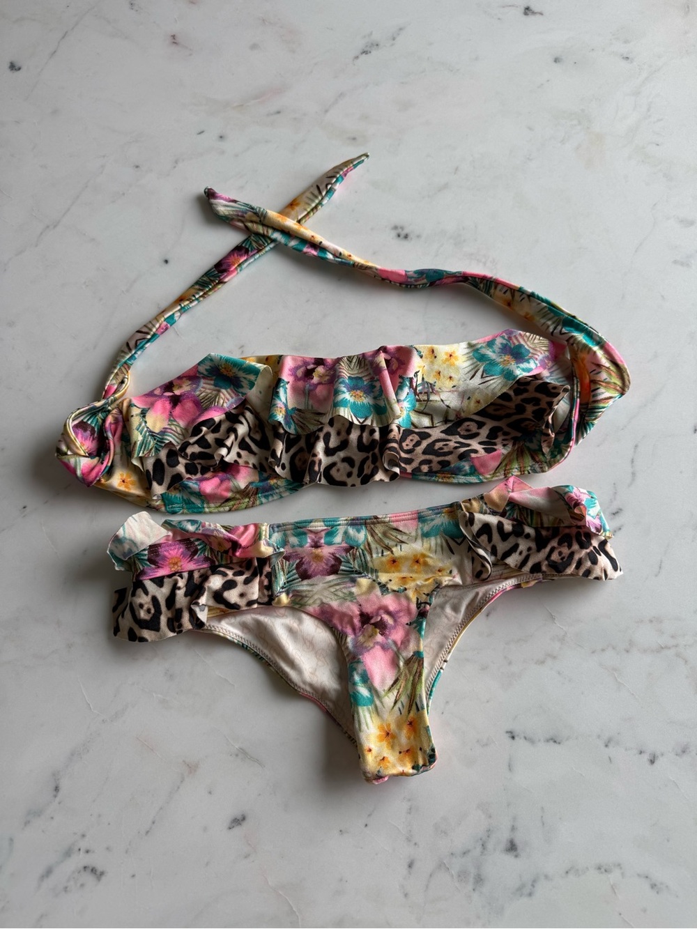 VS Bathing Suit - Floral & Leopard Print Bikini Set